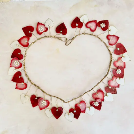 Jeweled Hearts Capiz Garland - Valentine's Day and Wedding Decor Red {3}