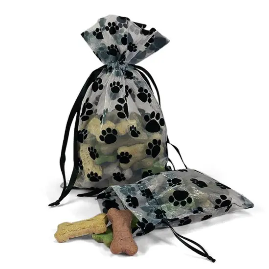Paw Print Organza Bag 6" x 10" Ideal for Larger Items {1}