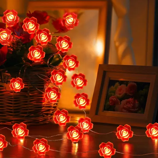 Coquimbo Valentines Day Decorations Lights, 10FT 30 LED Rose String Lights Battery Operated String Lights Mothers Day Decor for Indoor Outdoor Home Room Party Wedding Decorations {1}