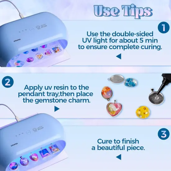 LET'S RESIN Cabochon Gems Resin Molds, 36 Cavities Thicker&Shiny UV Resin Molds Jewelry with 16 pcs Pendant Trays, Epoxy Molds for Beginner, jewelry making kits for Pendant,Earrings,Necklace,Keychains {4}