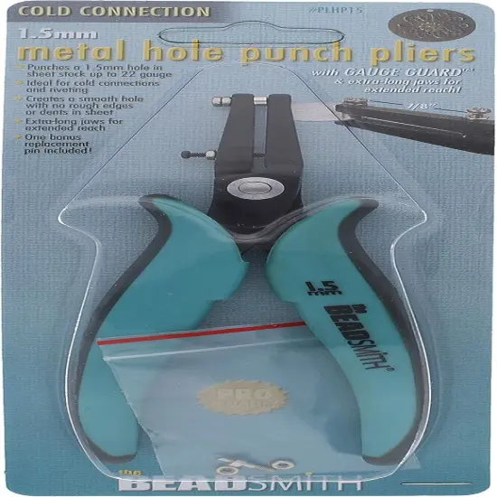 The Beadsmith Metal Hole Punch Pliers, with Gauge Guard, 1.5mm Rivet Hole Size in Sheet Stock up to 22 Gauge {6}