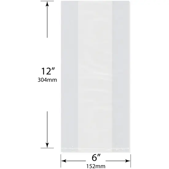 Plymor 6" x 3" x 12" (Pack of 100), 2 Mil Gusseted Plastic Bags {3}