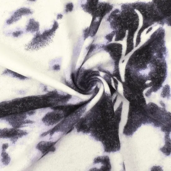 Purple-White-Multi Tie Dye Printed Stretch Rayon Brushed Jersey Knit Fabric By the Yard {2}