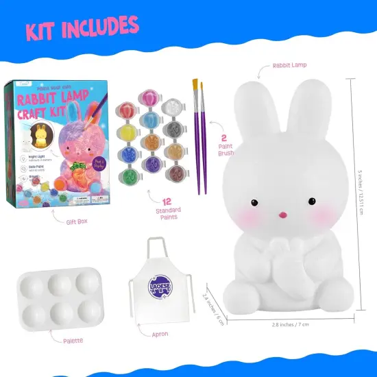 Paint Your Own Bunny Lamp Kit, Art Supplies Arts & Crafts Kit, Painting kit for Kids 6-12, Arts and Crafts for Kids Ages 8-12, Toys Girls Boy Birthday Gift Ages 3 4 5 6 7 8 9 10 11 12+ {3}