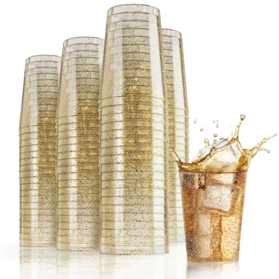 GOLD SPARKLE REUSABLE TUMBLERS {2}