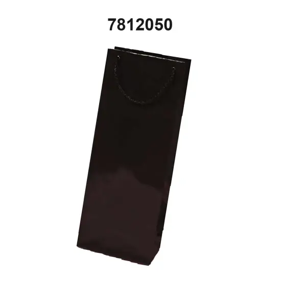 Elegant Glossy Paper Wine Bottle Euro Tote 5" x 3" x 13 1/4" Black {3}