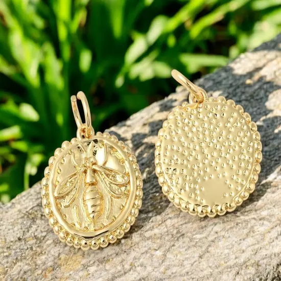 *5* 14mm Plated Brass Bee Charms - Choose Your Color Gold (2979) {4}