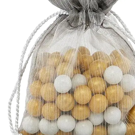 Luxurious Brushed Organza Bag with Tassels 5'' x 6 1/2'' {4}