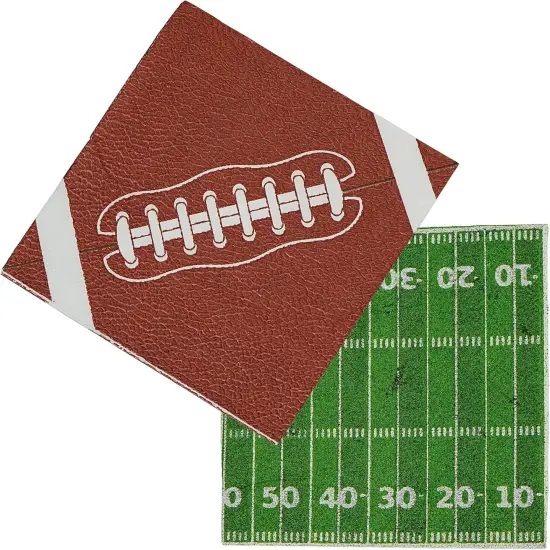 4E's Novelty 80 Pack Football Disposable Paper Napkins, Football Party Supplies {1}