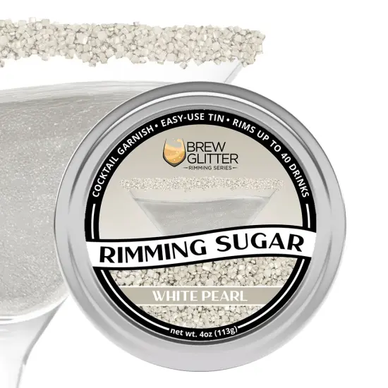 Brew Glitter - White Pearl Rimming Sugar (4oz, 1x Bar Tin) Cocktail Garnish for Mixed Drinks & Refreshments {1}