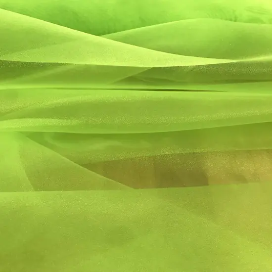 1 Yard Neon Green Sheer Organza Fabric Shiny Polyester for Costumes Decorations Crafts {1}