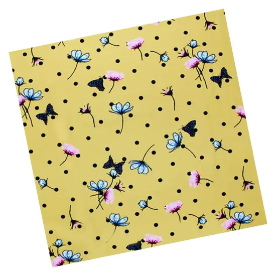Yellow Polka Dot Butterfly Printed Spandex Fabric {3}