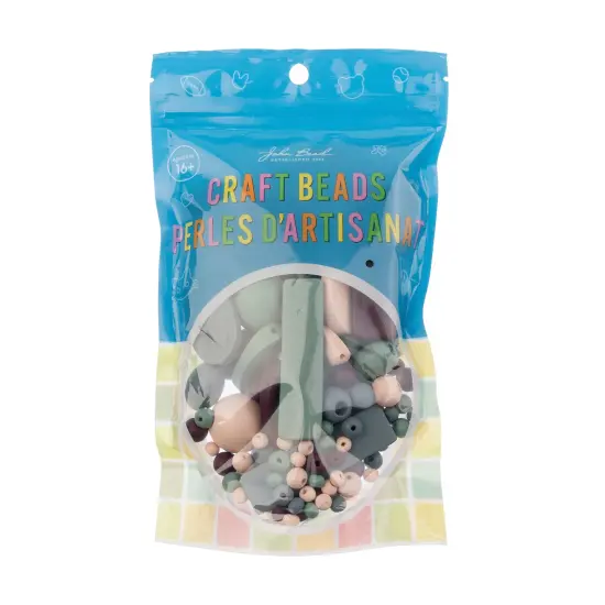 John Bead Craft Wood Beads with Elastic Nylon Cord, 90g Purple&Natural&Green {5}