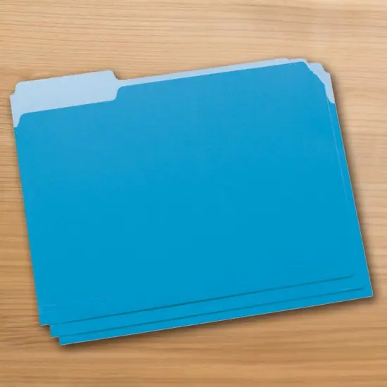 School Smart Colored File Folders Two-Tone, Letter Size, 1/3 Cut Tabs, Blue, Pack of 100 {5}