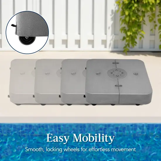 Best Choice Products Heavy-Duty Outdoor Cantilever Base Stand w/ Wheels, Locks, Fillable 330lb Capacity Gray {3}