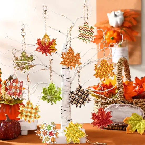 DIY Maple Leaf Fall Diamond Painting Keychain Ornaments Kits for Adults {2}