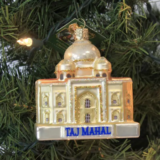 Old World Christmas 3.5 Inch Taj Mahal Tree Ornament , Ivory White Mausoleum Gold {3}