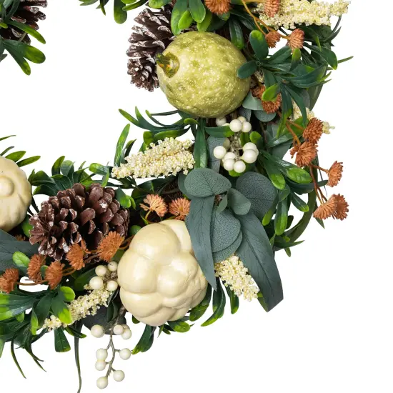 Northlight Gourds and Pinecones Artificial Fall Harvest Wreath - 24" Green {5}