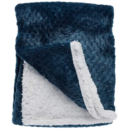Tadpoles Popcorn Plush Sherpa Baby Blanket - Dark Blue | 30" x 40" | Made of 100% Polyester | Soft, Breathable & Durable | Ideal as a Baby Swaddle Blanket, Crib Blanket, Receiving Blanket & More {3}