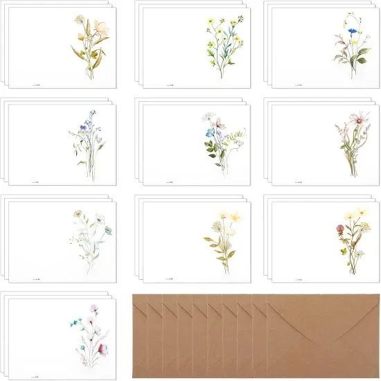 30 Pack Blank Cards with Envelopes, Elegant Floral Design Blank Cards, Greeting Card for Thank Love Sympathy, Card and Envelopes Stationary Set for All Occasions (4" x 6") {1}