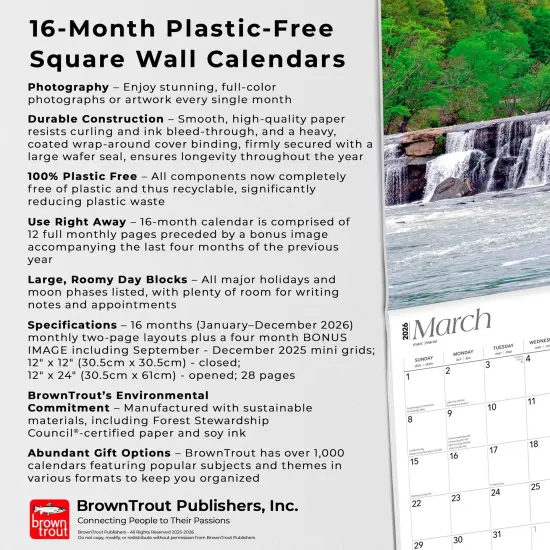 West Virginia Wild & Scenic | 2026 12 x 24 Inch (Hanging) Monthly Square Wall Calendar | Plastic-Free {6}