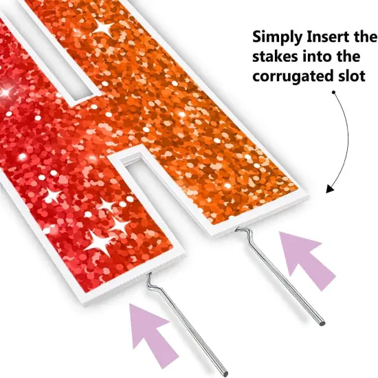 Happy Birthday Yard Sign with Metal Stakes - 16&rdquo; Outdoor Lawn Decorations, Weather-Resistant Letters, birthday party supplies gift for Kids & Adults (Glitter) {4}