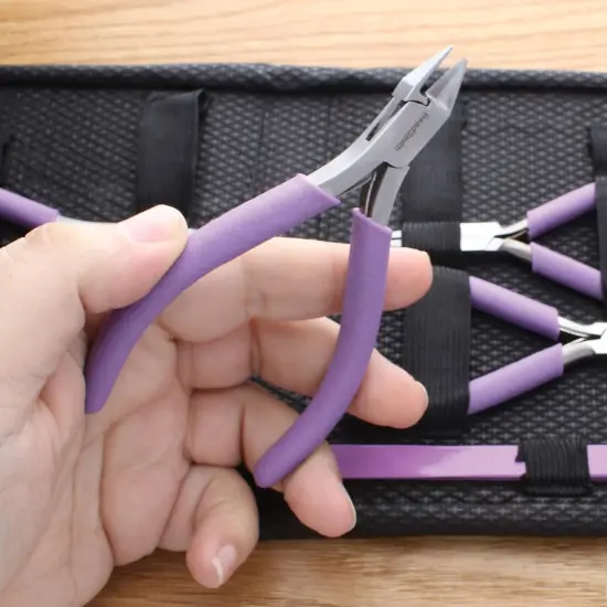 The Beadsmith Fashion Color Pliers &ndash; Slimline Color-Coordinated Tools &ndash; Matching Clutch in Beige &ndash; Jewelry Making Supply Kit to Create Necklaces, Bracelets, Earrings & More Purple {2}