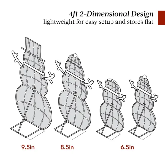 Best Choice Products 2D Lighted Snowman Family Set Outdoor Yard Décor w/ LED Lights {2}