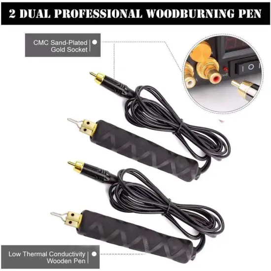 Wood Burning Kit, 110V Dual Pen Professional Pyrography Machine Set with Digital Adjustable Temperature Control 20 Tips Crafts Burning Tool for Wood Leather and Gourd {3}