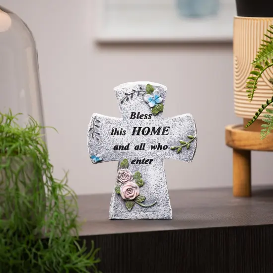 Northlight Bless This Home and All Who Enter Cross Statue - 6.75" Gray {4}