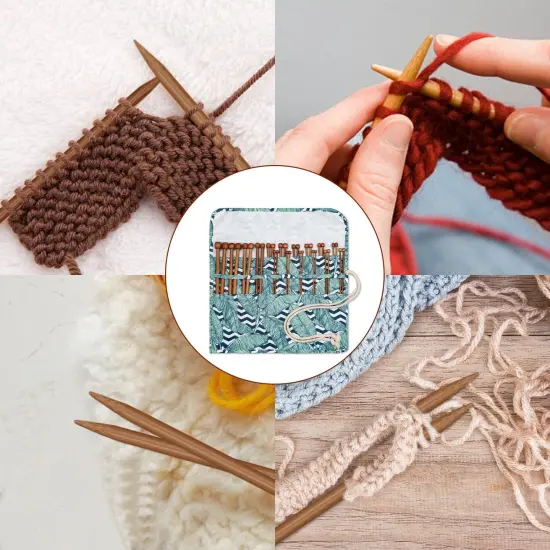 Bamboo Knitting Needles 18 Pairs Knitting Needles Set - 10 Inches Wooden Knitting Needle Single Point Knitting Needles with Roll Bag - Portable Knitting Needle Set for Beginners (2mm - 10mm) {3}