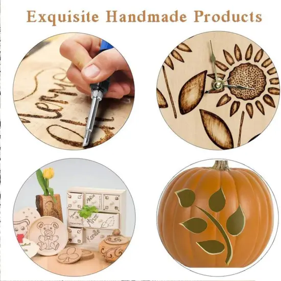 Wood Burning Kit, WoodBurning Tool Adjustable Temperature 200~450 ℃ Pyrography Kit for Adults Beginners (Bue) {5}