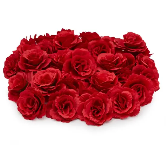 Artificial Red Rose Silk Flower Head for Crafts, Wedding Decor (3.5 In, 36 Pack) {7}