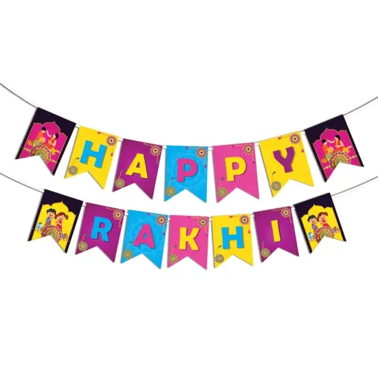 Happy Rakhi Banners Indian Festival Rakhi Raksha Bandhan Bunting Diy Home Indoor Outdoor Decoration Bollywood Party Supplies Home Decor Ideas {1}