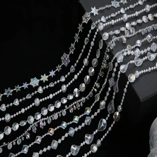 33 Feet Clear AB Crystal Beads Chain Trim by The Roll for DIY,Wedding,Party Decoration(Colorful) {4}