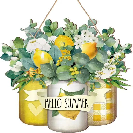 Welcome Wooden Sign for Front Door Wooden Hanger Summer Door Sign Wood Spring Hanging Decorations {1}