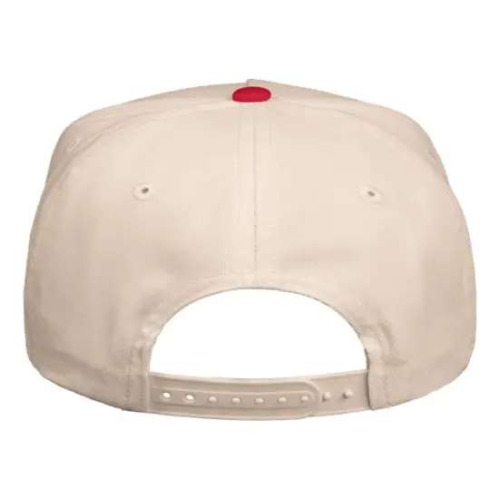 Valucap&reg; Five Panel Twill Cap Classic Comfortable Fit Natural/ Red {2}