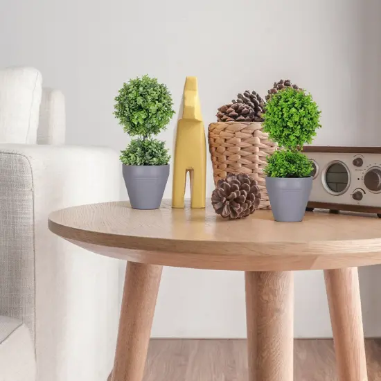 2pcs Artificial Plant with Decorative Planter - Lifelike Indoor/Outdoor Greenery, Year-Round Home D&eacute;cor Accent, No Maintenance Required {6}