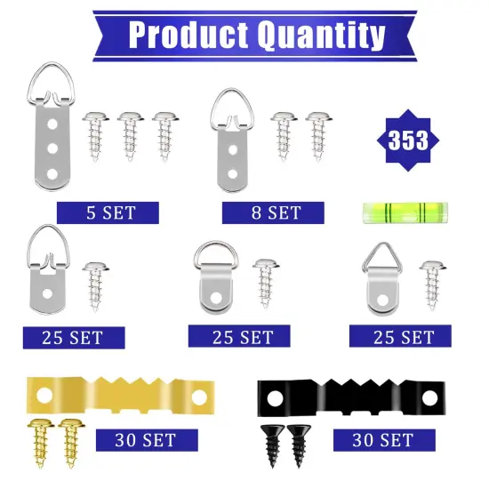 353PCS Picture Hanging Kit,Picture Hangers Heavy Duty Picture Hanging Hooks with Screws,Picture Frame Hooks Heavy Duty Picture Framing Supplies Kit for Picture Hanging(7 Types) {6}