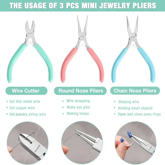 Jewelry Pliers Set, 3 Pack Jewelry Making Tool Kit {4}