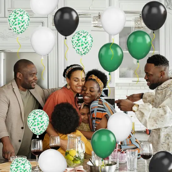reen Black White Balloons, 50Pcs 12inch Latex Balloons Set for Women Girl Baby Shower Birthday Wedding Party Decorations, Balloon Bunches in Color Black,White,Green {2}
