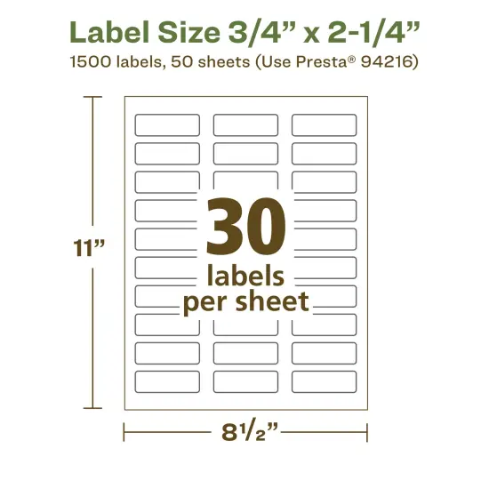 Avery Recycled Matte White Labels,3/4" x 2-1/4" Rectangle {5}