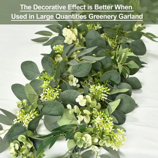 6Ft Eucalyptus Garland, Upgrade Bushy Artificial lvy Greenery Vines with Flower Gypsophila Willow Leaves for Home Wedding Party Table Runner Centerpiece Decor {5}
