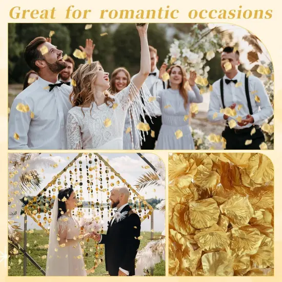 300PCS Fake Rose Petals Gold Silk {3}