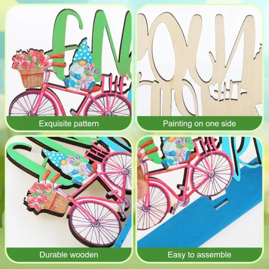 Spring Table Decorations, 6 Pcs Wooden Flower Signs, Rustic Freestanding Tabletop for Party Restaurant Decor (Spring, 4.72 inches / 12 cm) {4}