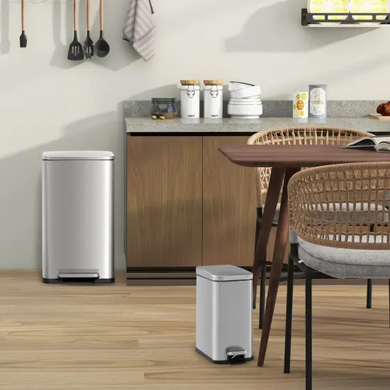 Silver & Rose Gold Stainless Steel Dual Trash Cans with Soft Close {2}
