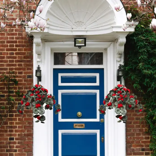 25" Red Hanging Geranium Basket &ndash; Lush Silk Flowers for Indoor & Outdoor Home D&eacute;cor {3}