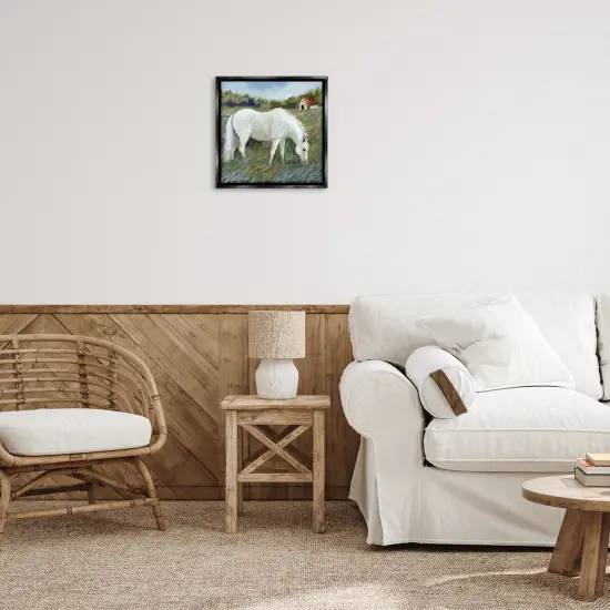 Stupell Industries White Horse In Field Floating Frame By Susan Winget {8}