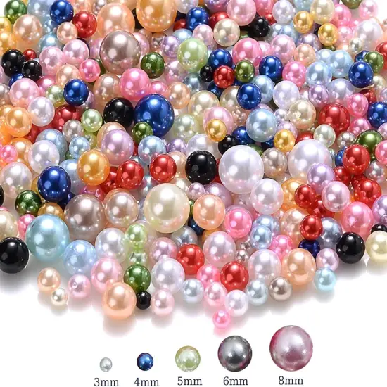 1000PCS No Hole Pearls, 3-8MM Mix Colors Round Beads for Crafts No Hole, Faux Pearls Beads for Nail Face Art,Vase Fillers,Table Scatter,Birthday Party Decoration {2}