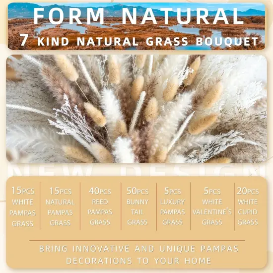 150PCS Natural Pampas Grass Bouquet |Mix Dried Flowers Bouquet {3}